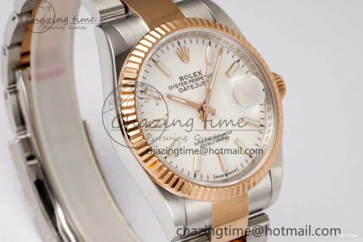 MiroTime 0508 Seasonal DateJust 36mm SS RG DIWF 1:1 Best Edition 904L Steel White Stick Dial on Jubilee Oyster SA 2306